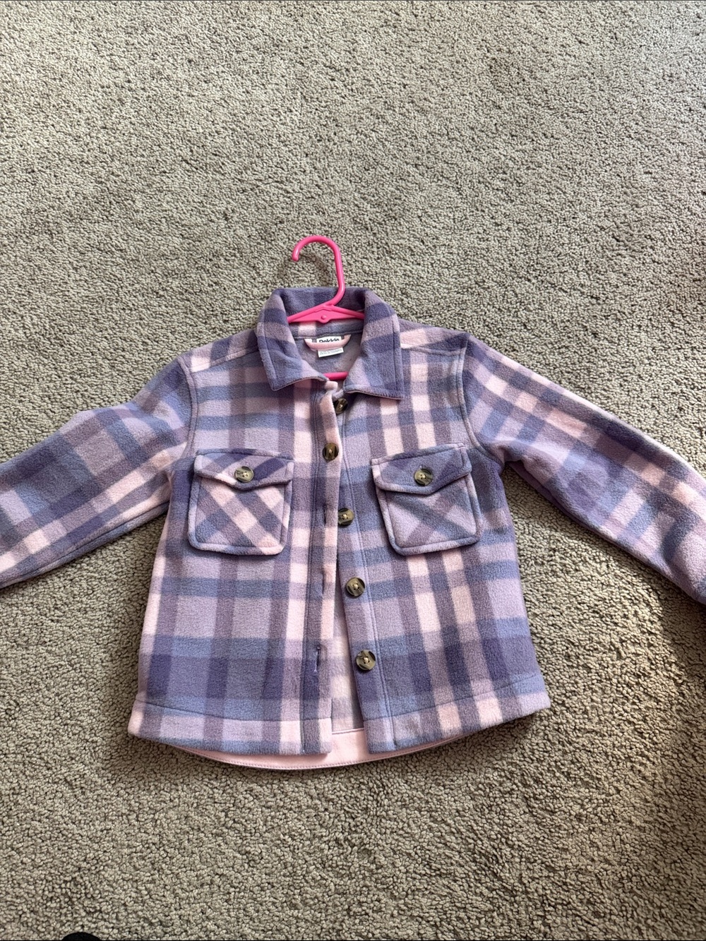 Girls Purple Plaid Fleece Shacket - Cozy Button Front Jacket